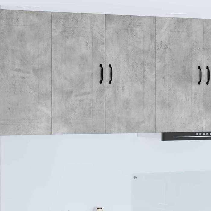 Meuble mural de cuisine - vidaXL - Gris béton - 80x31x80 cm - Bois dingénierie - 3 étagères - 2 portes