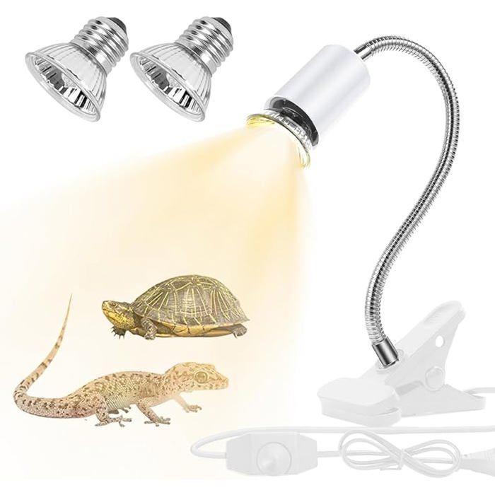 Douille E27 avec pince et câble pour lampe reptile max 150W blanc CHAUFFAGE