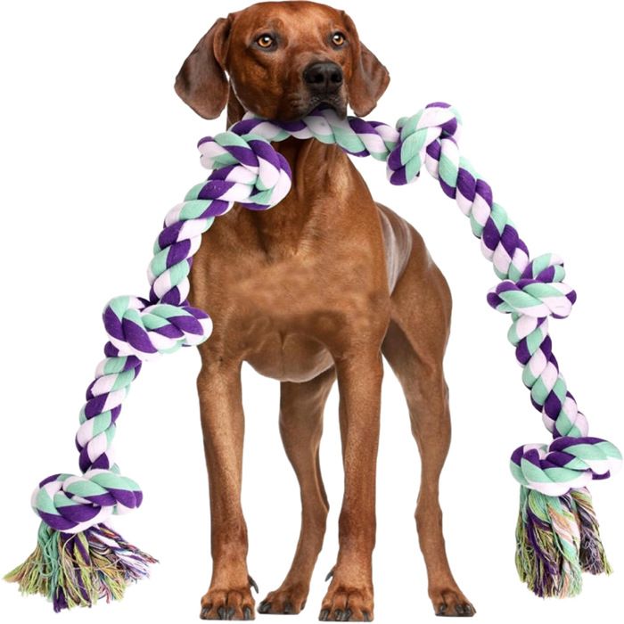 Jouet géant en corde pour chiens de grande taille violet + vert + blanc 105 cmUISAVE Jouet géant en corde pour chiens de grande taille violet + vert + blanc 105 cmUISAVE