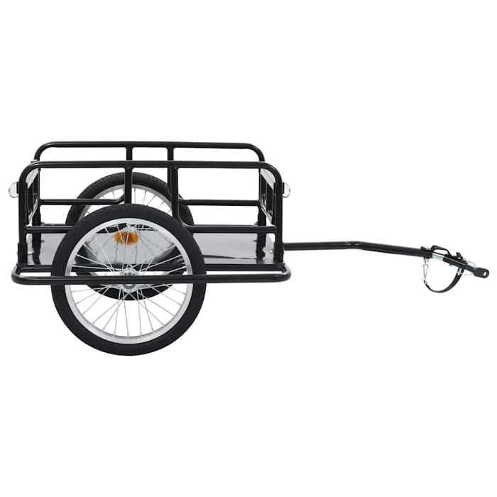 Remorque de vélo en acier - WIENS - 130x73x485 cm - Noir - Capacité 50 kg - Roues pneumatiques 39 cm - Pliable