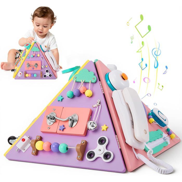 Planche Activité Montessori Planche Bois Busy Board pour Enfant 1-3 Ans Développement Motricité Fine