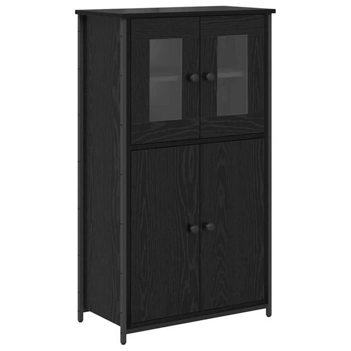 Armoire haute contemporaine - vidaXL - Chêne noir - Bois dingénierie - 62x32x1065 cm - 4 portes - Poids maximal 60 kg