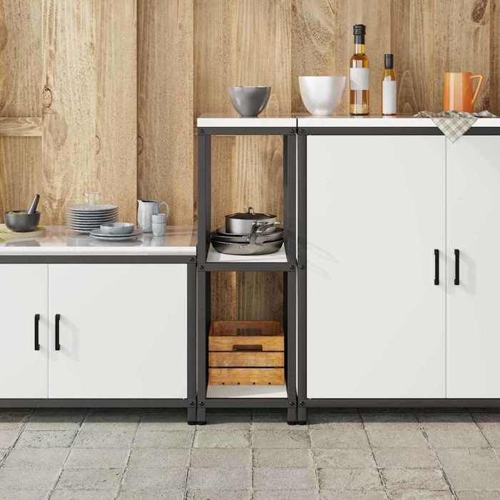 UU*TOP Meuble de rangement de cuisine - design modulaire - avec étagère - Blanc Acier CC2306