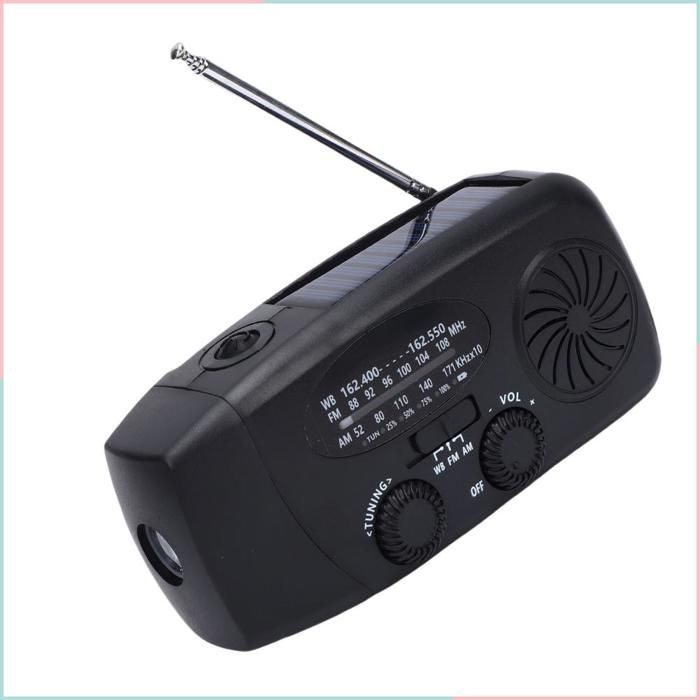 Radio Solar AM/ FM à Manivelle, Radio D'urgence Portable USB Avec Batterie