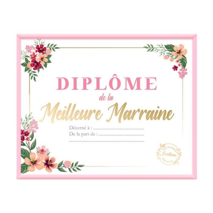 CADRE DIPLÔME MEILLEURE MARRAINE 20X25CM ROSE - Cdiscount Jeux - Jouets