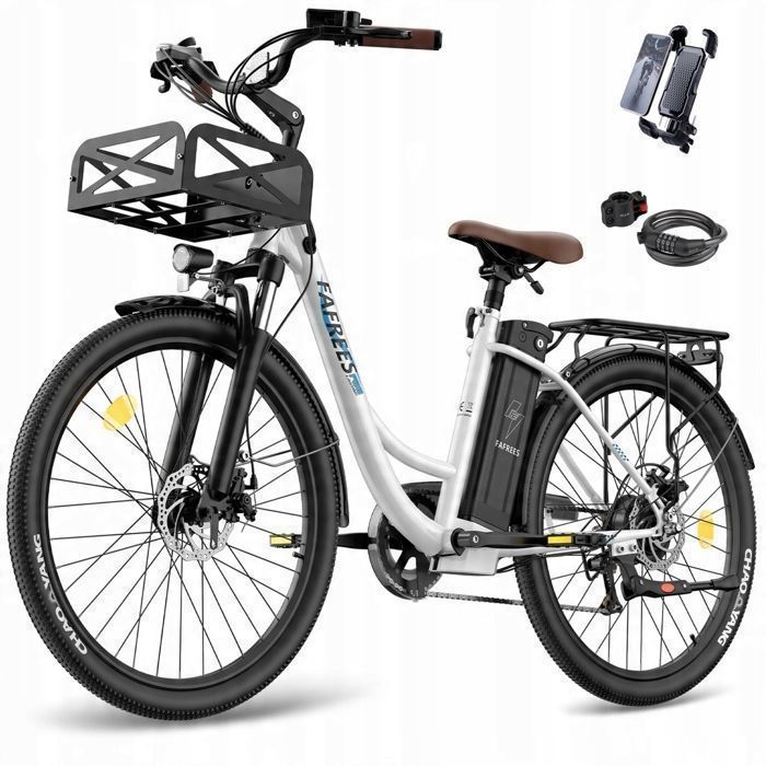 FAFREES F26 Lasting Vélo électrique urbain Batterie25AH 140KM 250W 26 blanc