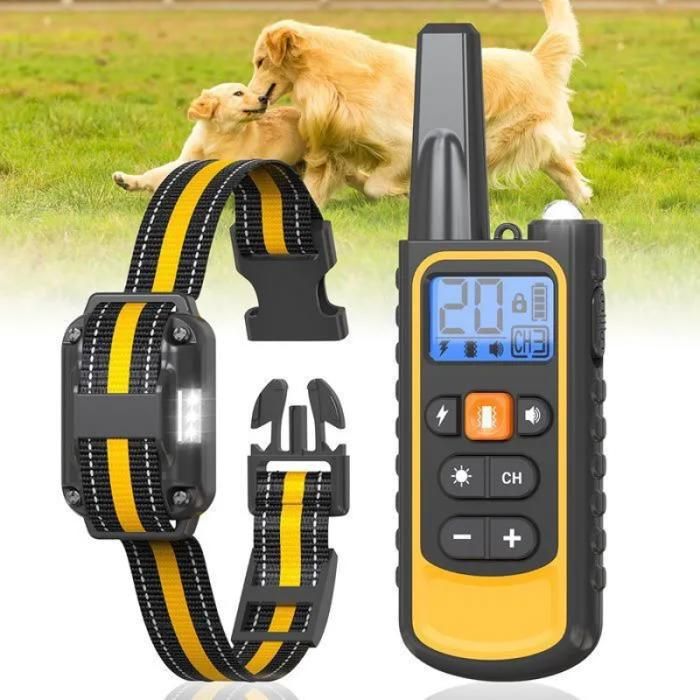 Comparer les prix de Collier de Dressage pour Chien Rechargeable - Télécommande - 800m - IP67 Étanche - Fonction Choc Vibration Bip BAGUETTE DE DRESSAGE
