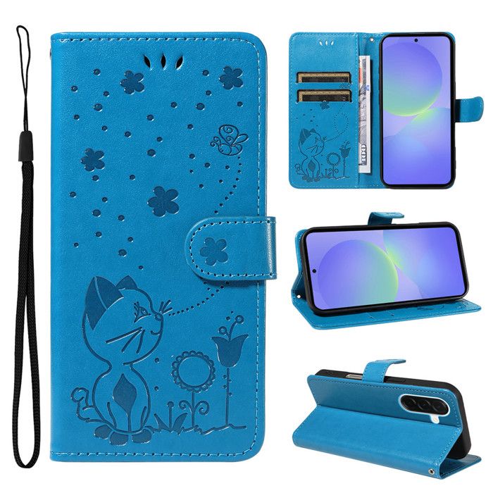 Pour Samsung Galaxy A37 5G Housse Antichoc Protection Luxueux Etui Portefeuille Avec support - Bleu Pour Samsung Galaxy A37 5G Housse Antichoc Protection Luxueux Etui Portefeuille Avec support - Bleu