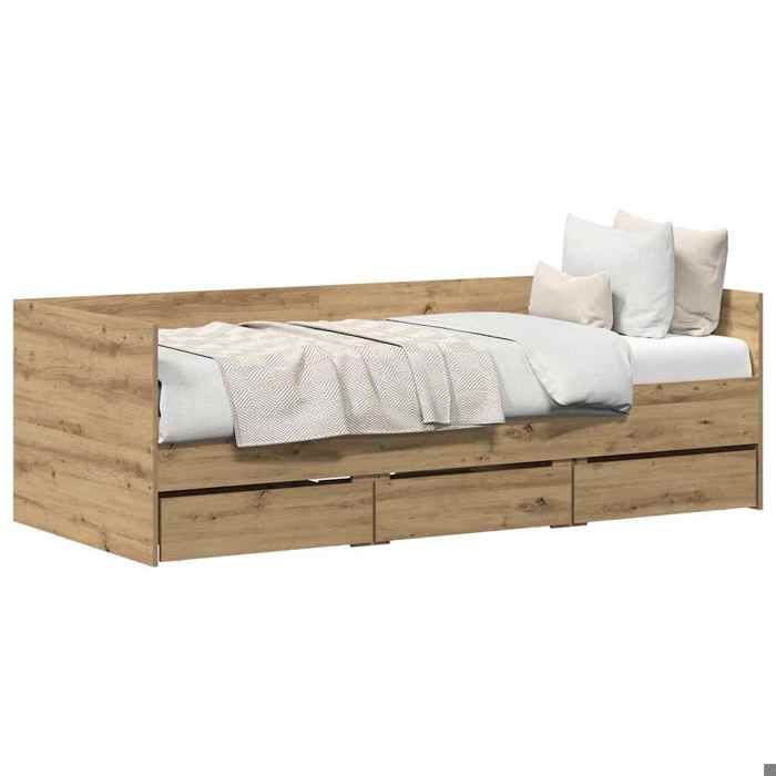 Mode Meuble de chambre - vidaxl - Lit dappoint Chêne artisanal 90x190 cm Bois dingénierie - pour maison N1B14041