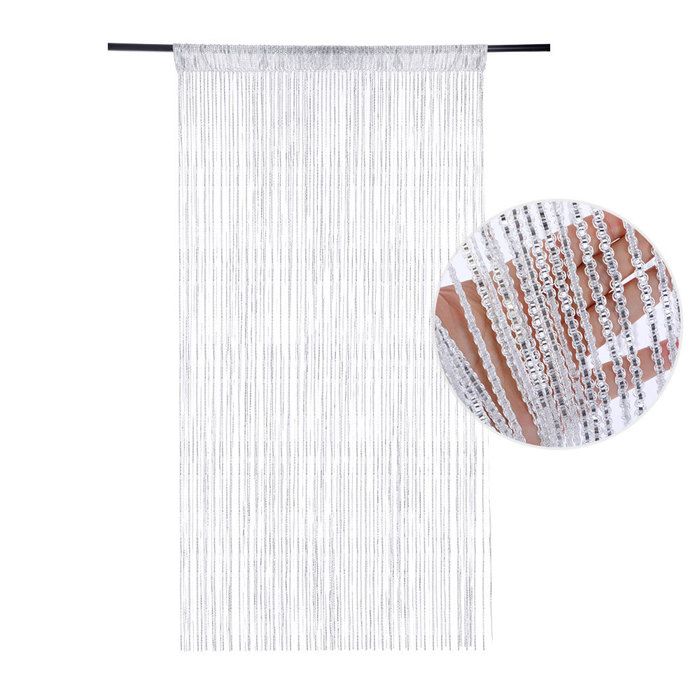 Rideaux à franges de perles blanches pour portes 91 x 196 cm avec pompons en cristal. Idéal pour décorer une porte un bureau ou
