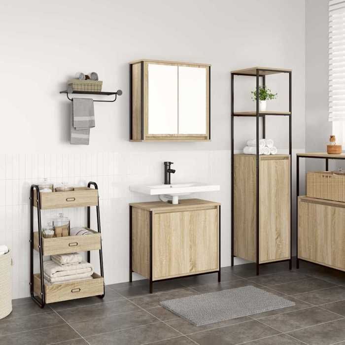 vidaXL Ensemble de meubles de salle de bain 2 pcs en bois dingénierie chêne Sonoma 3328390