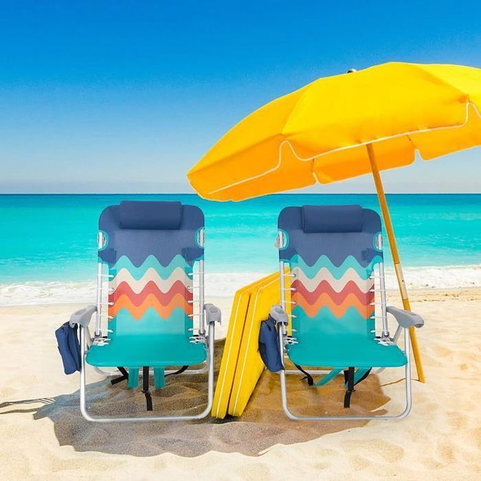 Chaise de plage - AUTREMENT - Lot de 2 - Pliable 4 positions - Aluminium 1134 kg - Oxford 600D