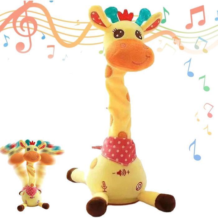 Girafe musicale électrique -- Jouet interactif lumineux et chantant -- Une girafe qui danse et se tortille -- Peluche douce
