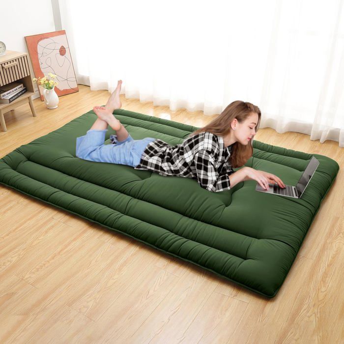 Matelas sol 137x203cm tatami vert militaire