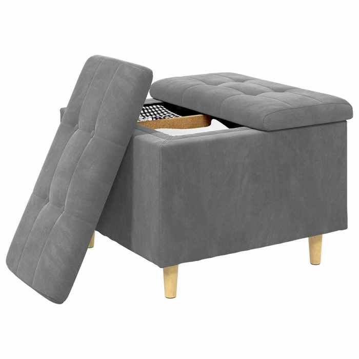 Ottoman avec rangement foncé 60 x 60 x 45 cm - vidaXL - Gris - velours - Tabouret Haut moderne 8067