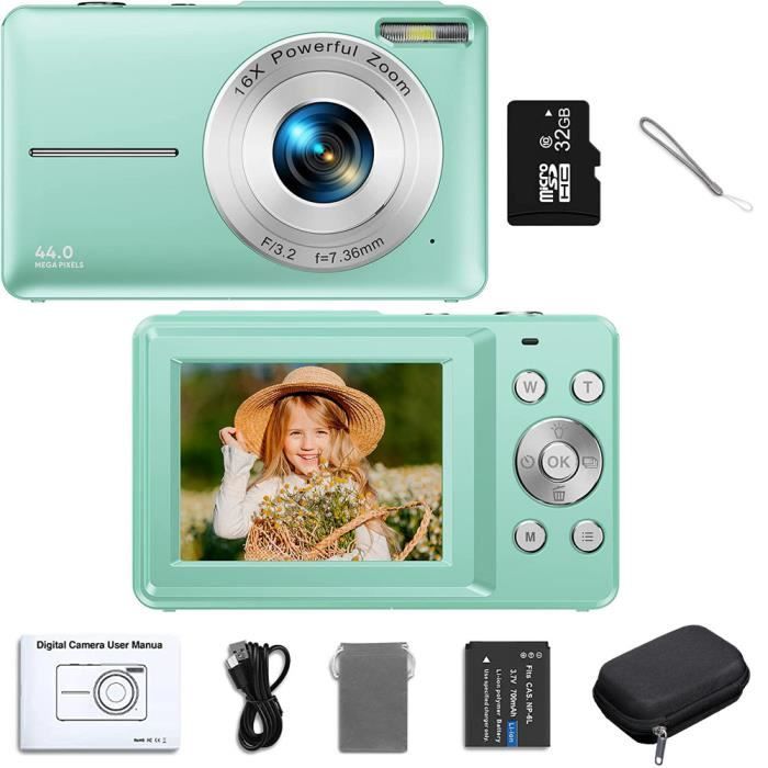 Appareil Photo Numérique ORDRO 56 MP - Vidéo FHD 1080P, écran Vert, Avec Carte TF 32 Go Et 2 Batteries