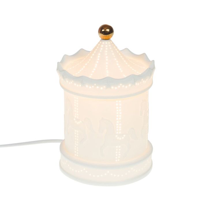 Lampe Carrousel blanche en porcelaine 21 cm - Amadeus