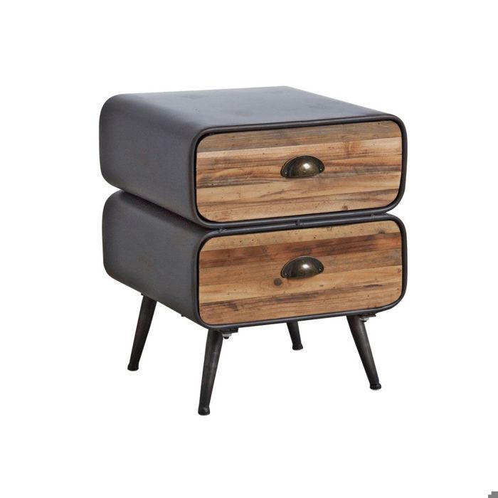 Table De Nuit En Metal Bois Bois Noir Achat Vente Chevet Table