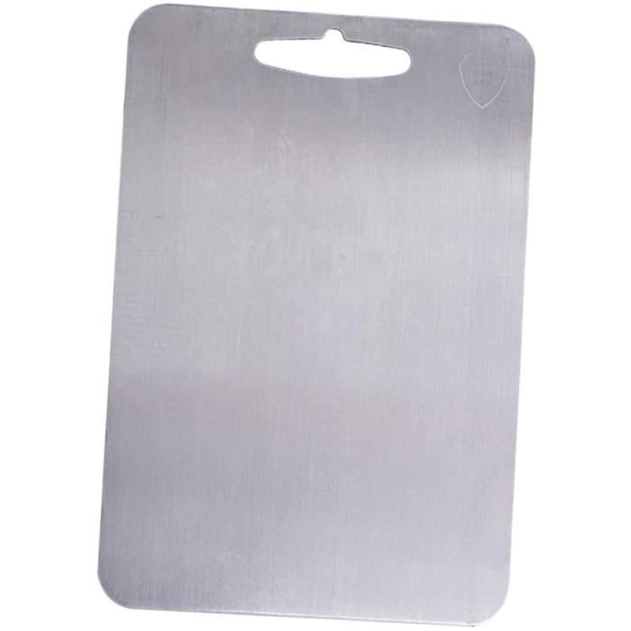 Planche à Découper En Acier Inoxydable Double Face – Surface Nid D’Abeille Pour Viande / Surface Brossée Pour Légumes – Antidérapante, Antibactérienne, Lave-Vaisselle