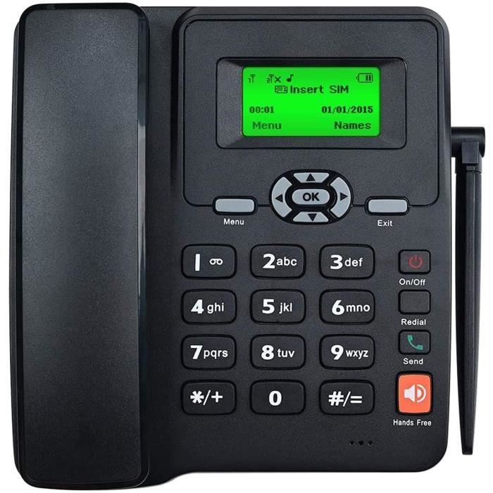 Téléphone De Bureau GSM Quadri-Bande sans Fil,Téléphone Fixe avec Afficheur  Entrant, Téléphone avec Carte SIM,renumérotation, [640] - Cdiscount  Téléphonie