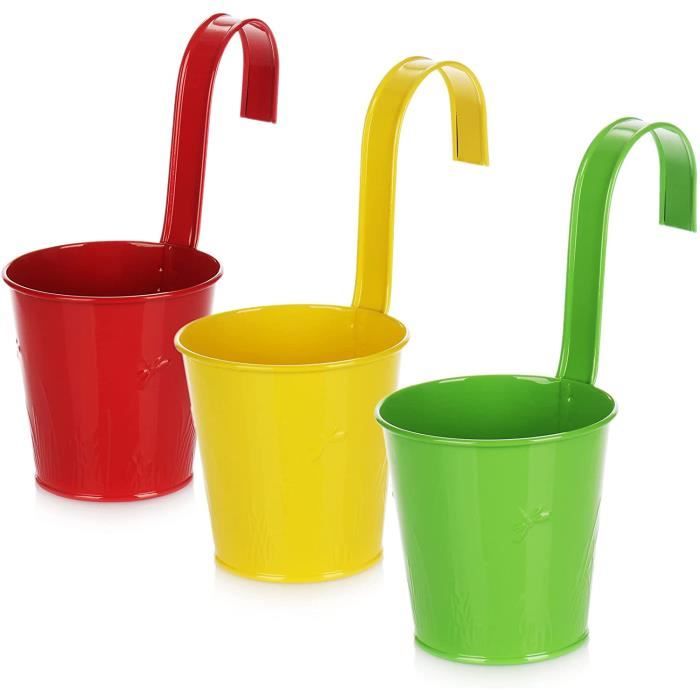 3X Pot de Fleurs à Suspendre pour Balcon - Pot Suspendu aux Couleurs ...