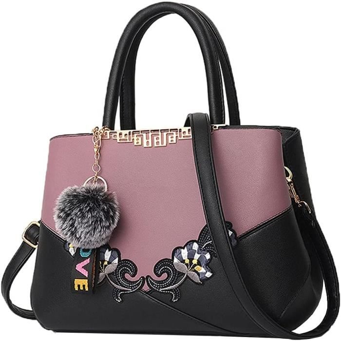 Sac à Main Femme FiveloveTwo Gothique - Cuir PU Avec Crânes - Bandoulière Réglable - Grande Capacité Noir