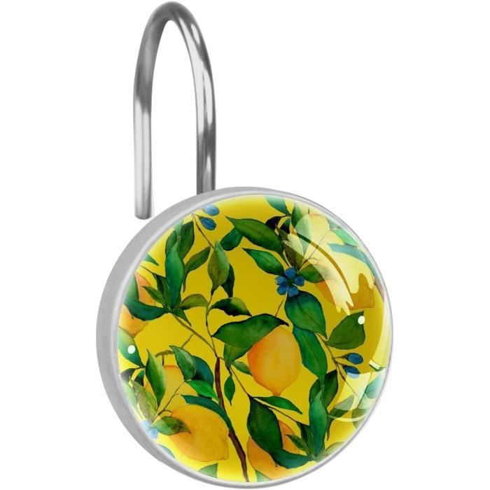 Installation Sans Outils 12 Anneaux De Rideau De Douche En Métal Noir | Crochets Coulissants Antirouille Anneaux Rideau Douche Métal