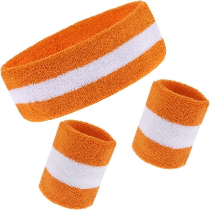 Bandeau et Bracelets de Sport - Mixte - Coton - Doux et Absorbant - Élastique - Taille Ajustable