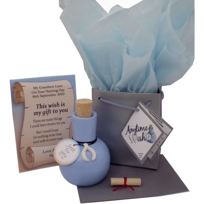 Cadeau Baptême Personnalisable Onlvmyur Coffret Cadeau Baptême | Carte Et Tube Argent | Décorations Ange Et Poisson En Bois Coffret Naissance Garcon