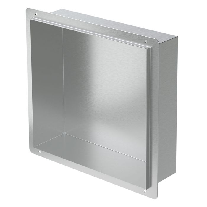 LuxeBath Niche de Douche Encastrée Murale 30x30x10 cm en Acier Inoxydable Argent sans Rebord Étagère Encastrable Salle de Bain