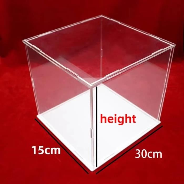 TOP-VIGOR Vitrine Transparente en Acrylique – 20 x 15 x 10cm Boîte De Protection Anti-Poussière À Assembler – Cube D'Exposition pour Figurines Jouets Objets De Collection Rangement Maison