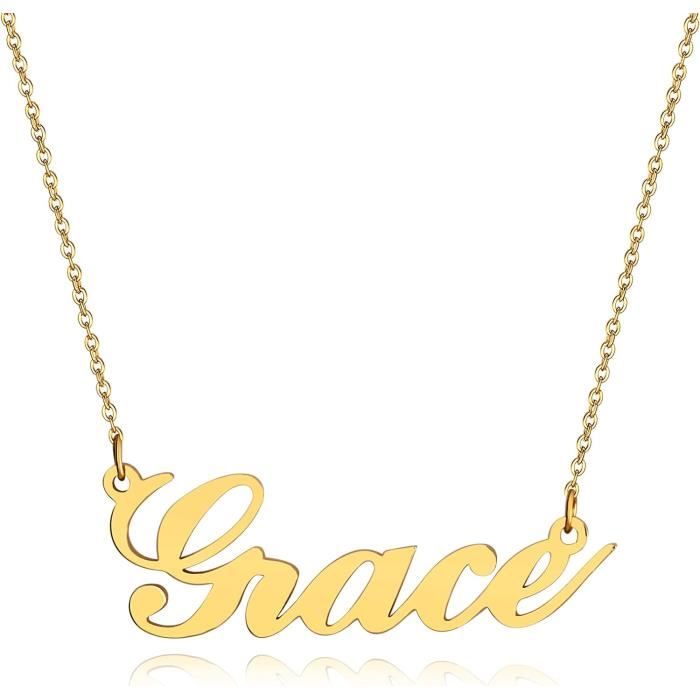 Collier Personnalisé Prénom En Acier Inoxydable - Chaîne Argent/or/or Rose - Longueur Réglable 14-24 Pouces - 4