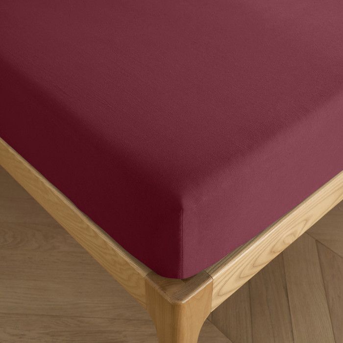 Drap housse 90 x 190 cm bonnet 30 cm Prémium pour lit 1 place - 90x190+30 - Prémium Grenat