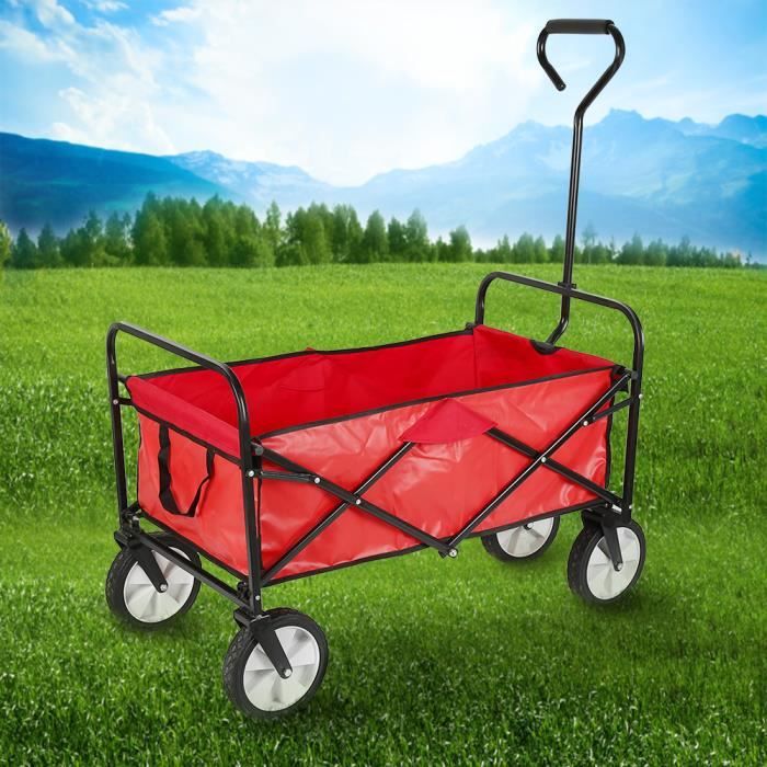 Chariot Pliable avec roulettes Chariot de Transport pour Jardin ext/érieur avec poign/ée antid/érapante et /étag/ères Yard Jardin Transport Trolley Beach Ext/érieur