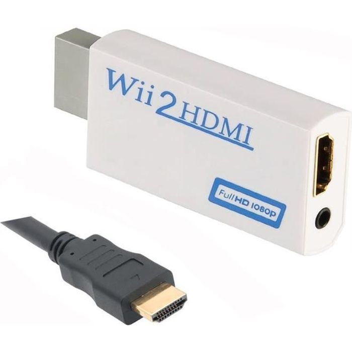 CABLESHARK – Convertisseur Wii à HDMI, adaptateur Wii à HDMI 1080p sortie  vidéo 3,5 mm prise audio 3,5 mm prend en charge tous les modèles  d'affichage Wii (blanc)