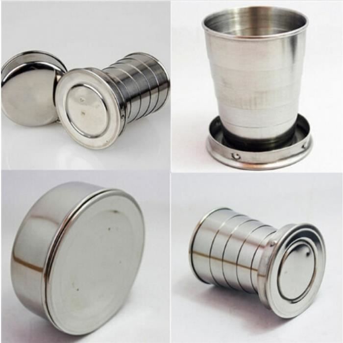 Verre en acier télescopique inoxydable porte-clés portable