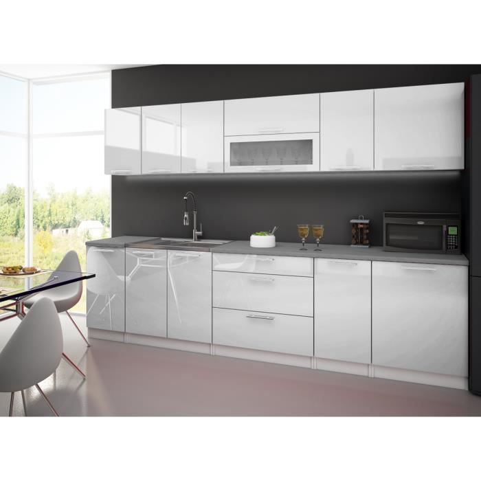 Cuisine Laquee High Gloss Blanc 3m Avec Plan De Travail Achat Vente Cuisine Complete Cuisine Laquee High Gloss B Soldes Sur Cdiscount Des Le 20 Janvier Cdiscount