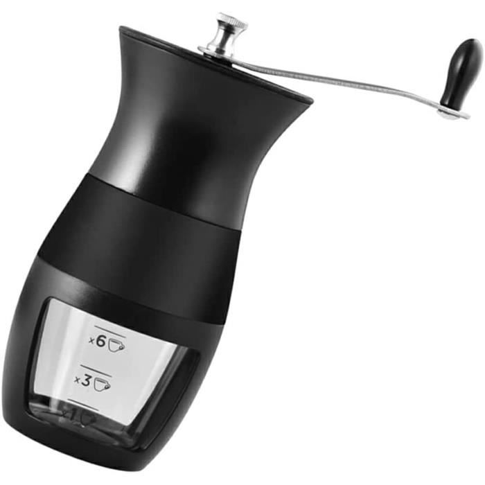 Moulin à Café Manuel Avec Meules Céramique Réglables - 2 Bocaux En Verre, Base Antidérapante