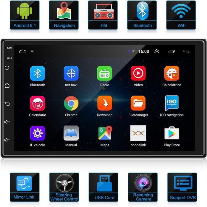 AJW-2022 Nouvel Android 9.1 Autoradio 2 Din Navigation GPS Écran ...