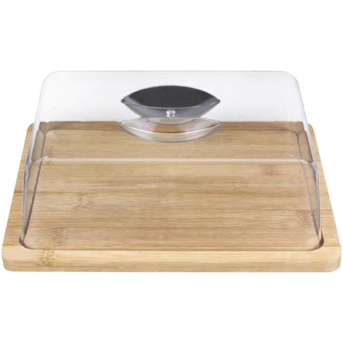 Cook Concept KA4327 Plateau à fromage avec cloche Bois bambou et plastique Beige et transparent H7,8 x 18,5 x 24 cm