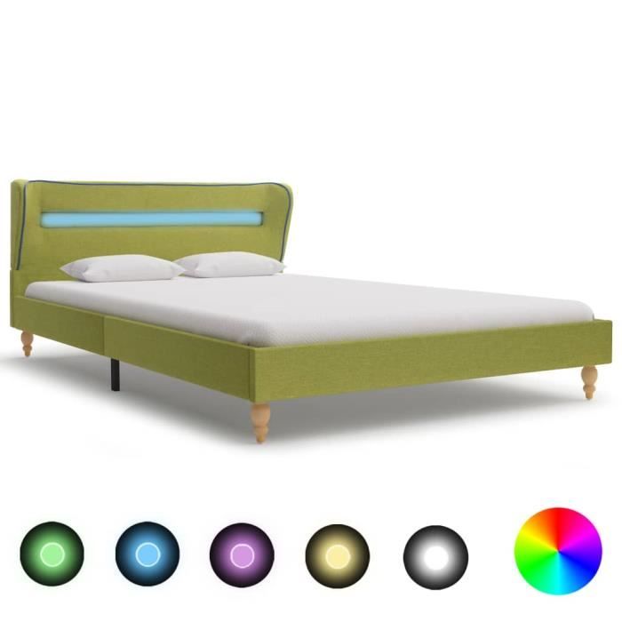 Cadre De Lit En Bois Tissu Simple Adulte 120 200 Cm Lit Design Moderne Vert Pomme Tete De Lit Avec Led Integrees Sommier Achat Vente Lit Complet Structure De Lit Cdiscount