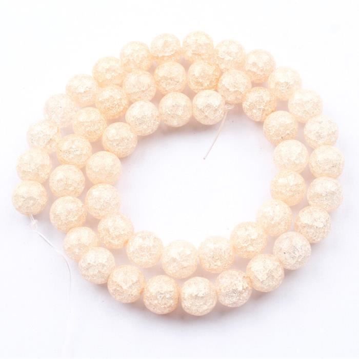 Lot De 30 Perles Multicolores 10 Mm Effet Craquelé - Idéal Pour Création De Bijoux