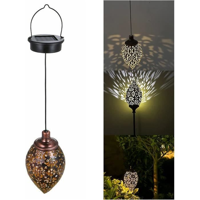 Lanternes Solaires Extérieures WYFCR 2PCS | Métal Étanche | LED Blanc Chaud | Mode Constant/Scintillement | Décoration Jardin
