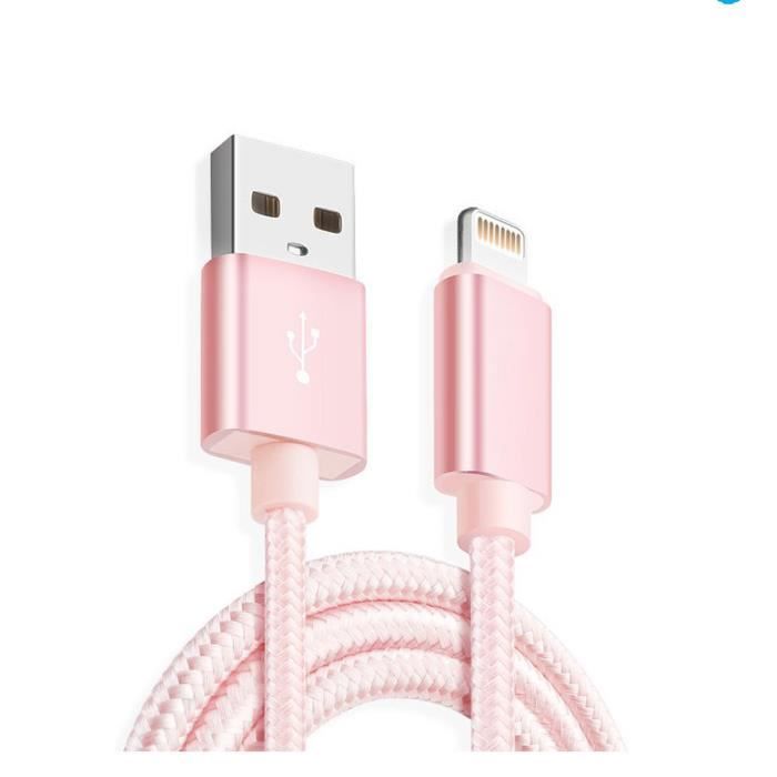 Cable de charge résistant 3 Mètres chargeur compatible Apple iPhone 7  Couleur Rose -Marque YuanYuan - Cdiscount Téléphonie