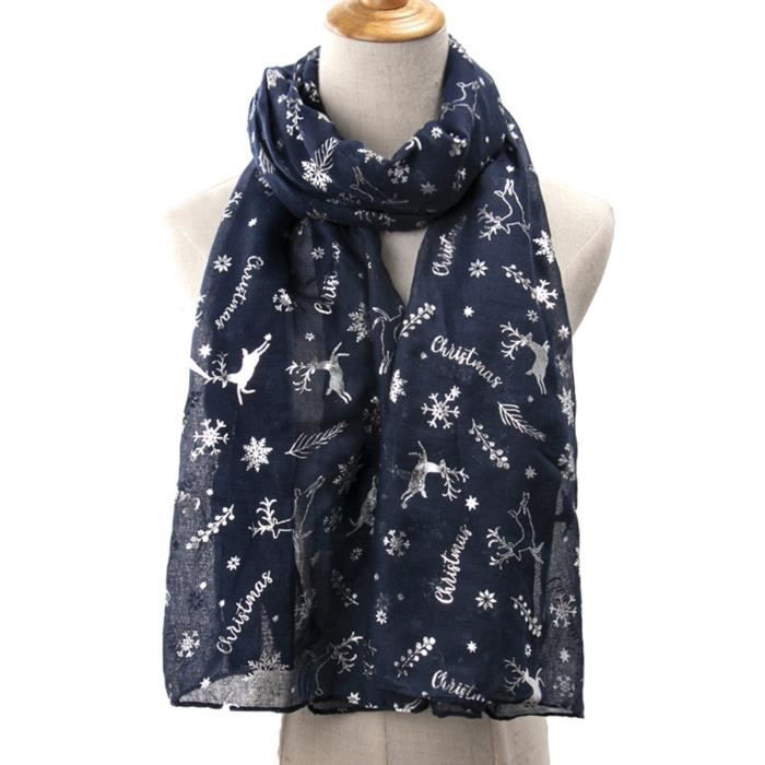 Châle / écharpe Fait Main En Cachemire Bleu, Motif Flocons De Neige - Idée Cadeau Noël Femme