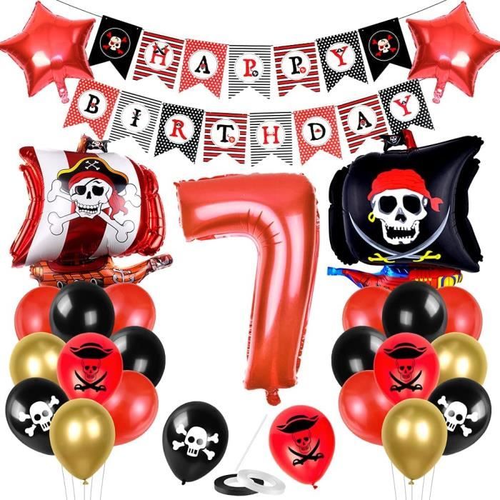 Pirate Ballons Anniversaire 6 Ans,Géant Ballons De Crâne Bateau Pirate,6 Ans Pirate Ballons