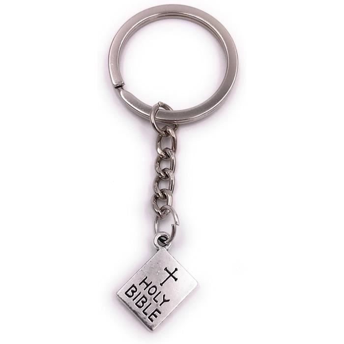 KEM Porte-clés Croix Chrétienne Versets Bibliques Gravés Porte-clés Croix Jésus Exquise