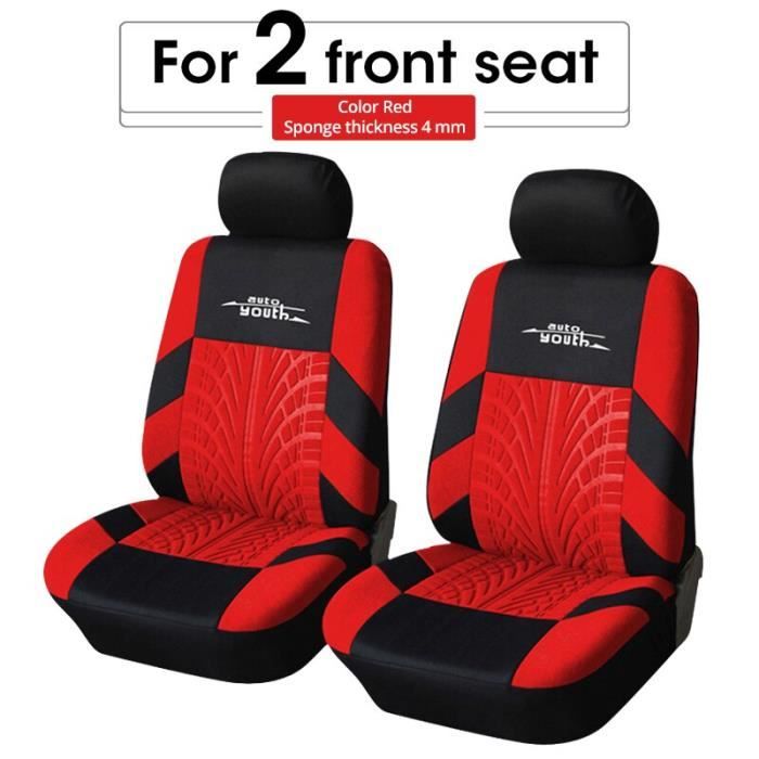 Red 2 pcs -Housses de siège de voiture complètes, pour Peugeot, Rio, K2,  Skoda, Jeep, Dodge - Cdiscount Auto