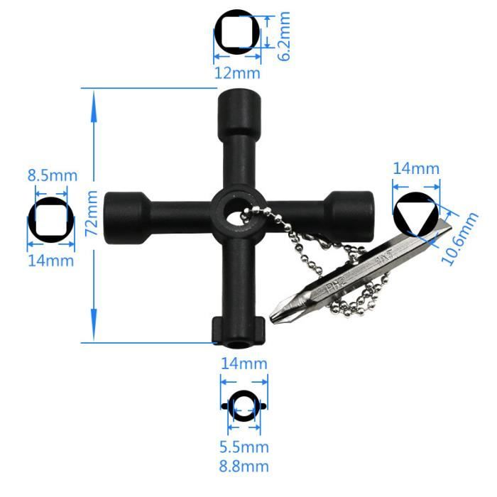 Kit De 2 Clés Triangle Universelles - Clé Multifonction Pour Compteurs D'eau, Gaz, Armoires - Acier Chromé Robuste - 12