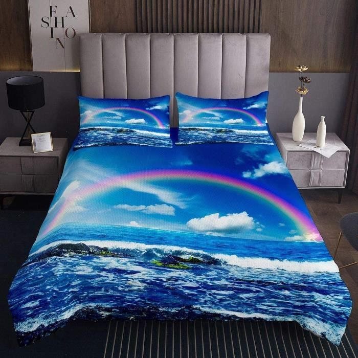 Housse de couette 220x240cm 3D Ciel étoilé Arc-en-Ciel - Multicolore